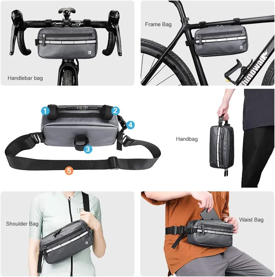 Rhinowalk Bike Bag Waterproof Bike Handlebar Bag,Bike Basket Bicycle Front Bag Shoulder Bag Waist Bag for Sport Bicycle Professional Cycling Accessories
