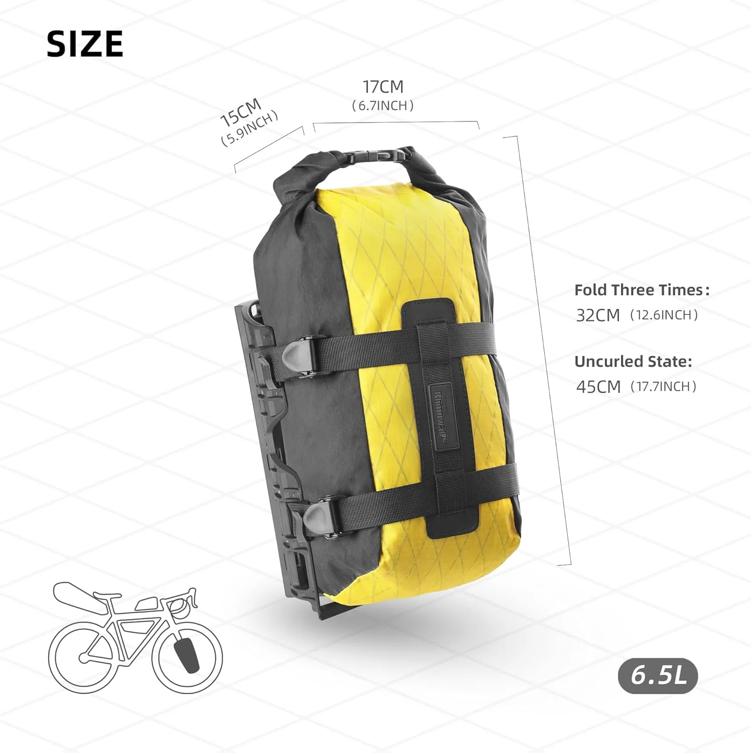Rhinowalk Bike Fork Bag Waterproof Bicycle Pannier Bag 6.5L for Mountain Bike E-Scooter Long Distance Riding Package Cycling Accessories (Black)