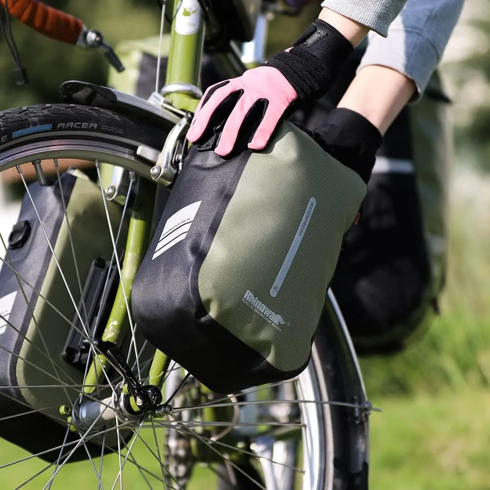 Rhinowalk Bike Front Pannier Bag Fork Bag Waterproof Bicycle Rack Bag Shoulder Bag for E-Scooter Mountain Bike Accessories -Army Green, 6L