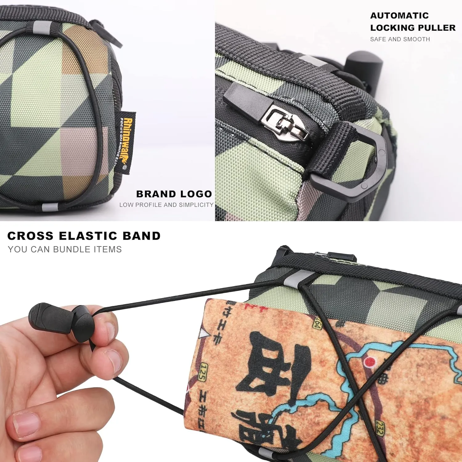 Rhinowalk Bike Handlebar Bag, Bicycle Front Bag Shoulder Bag Storage Bag with Shoulder Strap for Road Mountain Bike Cycling Travel