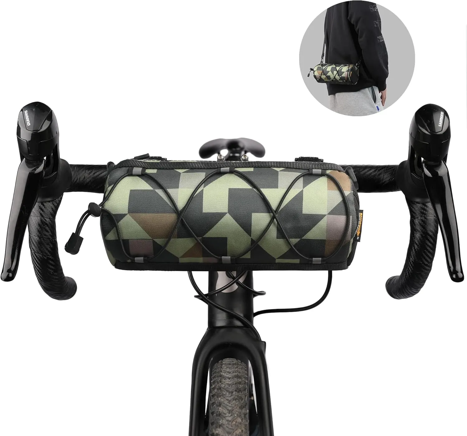 Rhinowalk Bike Handlebar Bag, Bicycle Front Bag Shoulder Bag Storage Bag with Shoulder Strap for Road Mountain Bike Cycling Travel