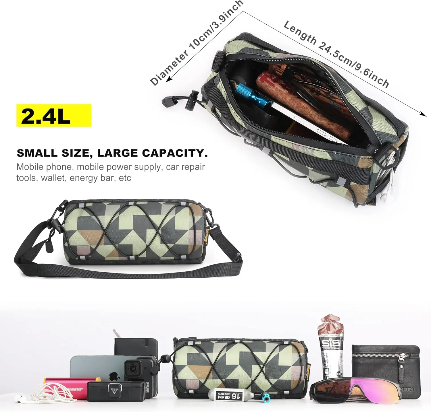 Rhinowalk Bike Handlebar Bag, Bicycle Front Bag Shoulder Bag Storage Bag with Shoulder Strap for Road Mountain Bike Cycling Travel