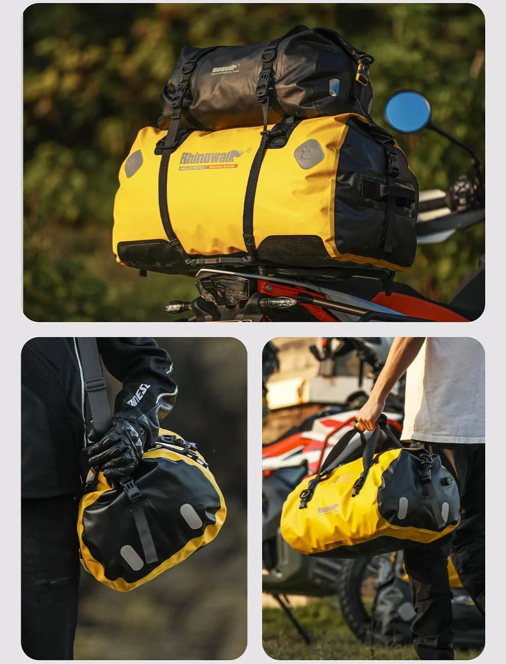 Rhinowalk Motorcycle Saddle Bag Motorbike Travel Tail Bag 20L Waterproof Pannier Storage Bag Motor Bike Accessories Powersports Luggage (Black)