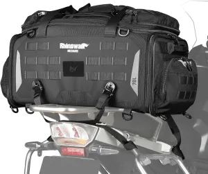 Rhinowalk Motorcycle Tail Bag - Expandable 50-70L Travel Luggage, Sport Saddle Bag, Waterproof Helmet Bag with Rain Cover, Backpack & Molle System (Black)