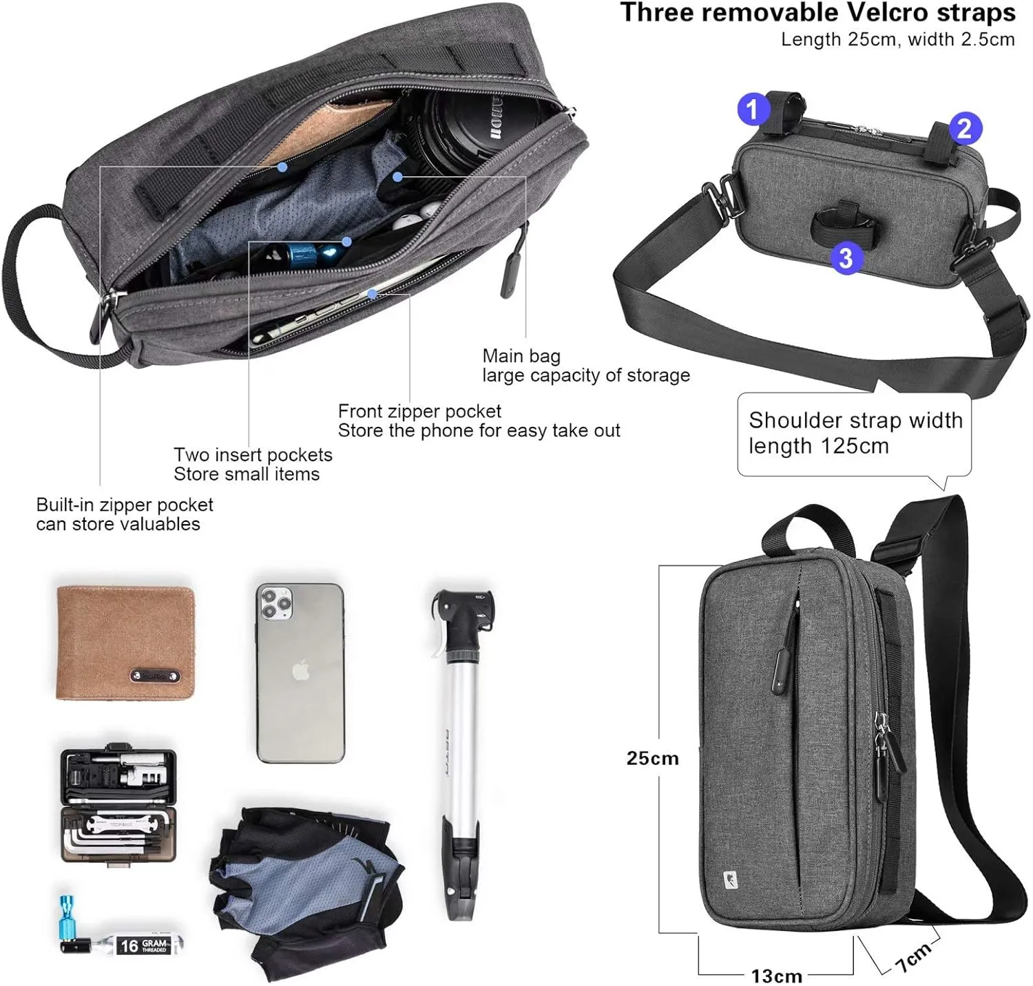 Rhinowalk Multifunction Bike Handlebar Bag Front Bag 3L Bicycle Frame Bag Waterproof Shoulder Bag Handbag Waist Bag