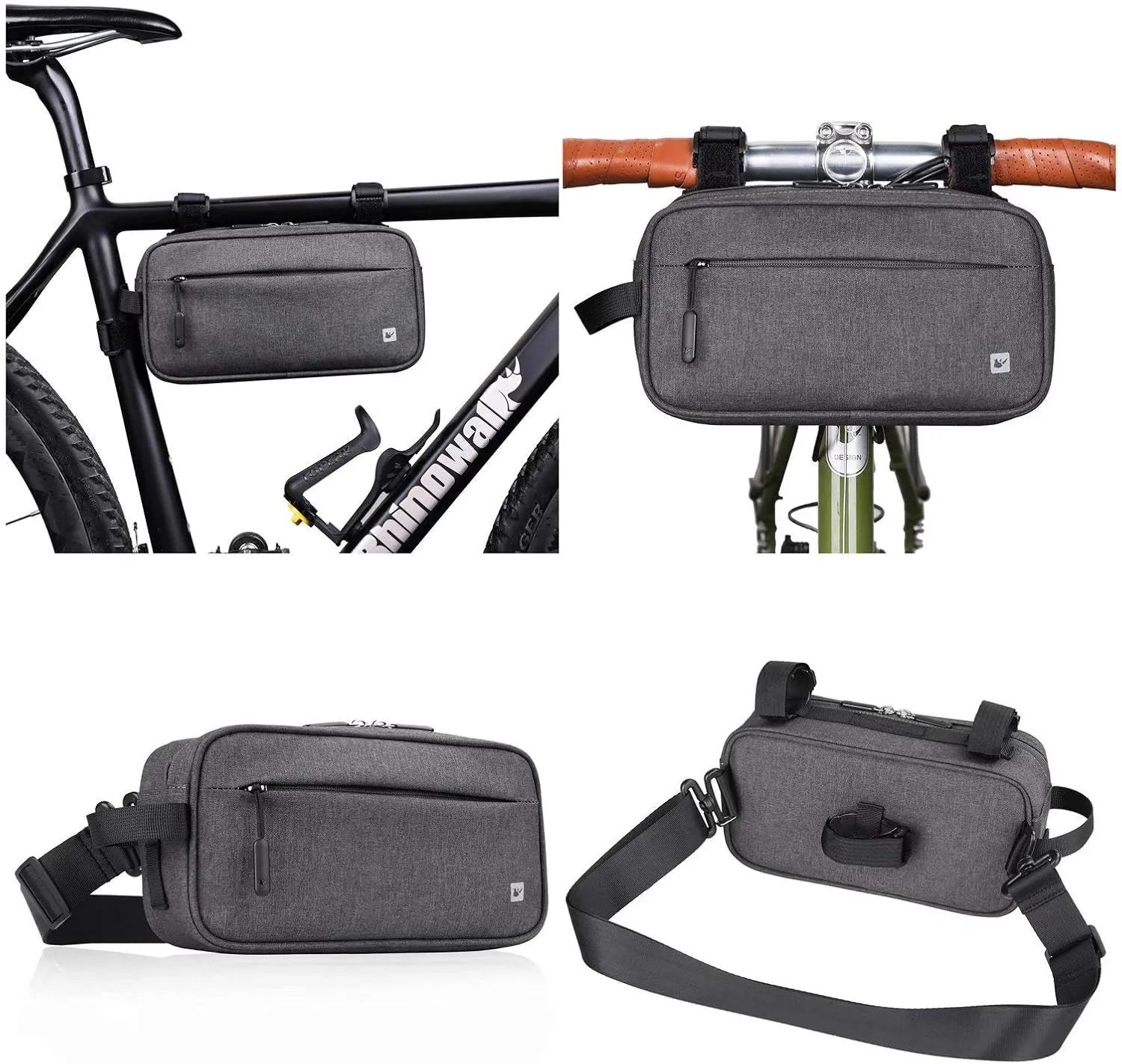 Rhinowalk Multifunction Bike Handlebar Bag Front Bag 3L Bicycle Frame Bag Waterproof Shoulder Bag Handbag Waist Bag