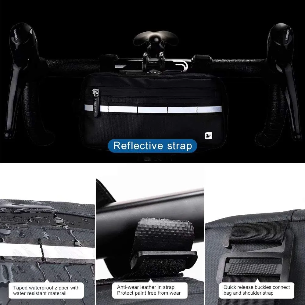Rhinowalk Multifunction Bike Handlebar Bag Front Bag 3L Bicycle Frame Bag Waterproof Shoulder Bag Handbag Waist Bag