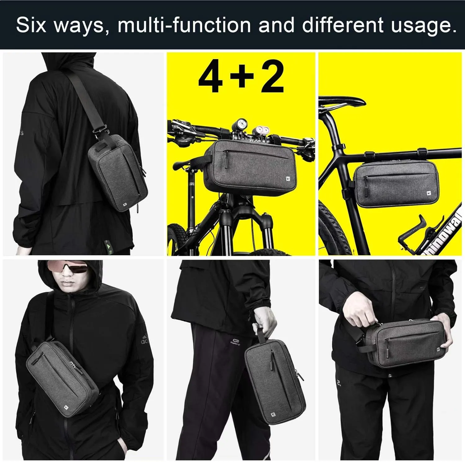 Rhinowalk Multifunction Bike Handlebar Bag Front Bag 3L Bicycle Frame Bag Waterproof Shoulder Bag Handbag Waist Bag