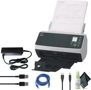 RICOH fi-8170 Professional High Speed Color Duplex Document Scanner (PA03810-B055)   USB Printer Cable   Network Cable