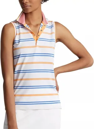 RLX Ralph Lauren Golf Women's Tailored Fit Stripe Airflow Sleeveless Polo Shirt XS