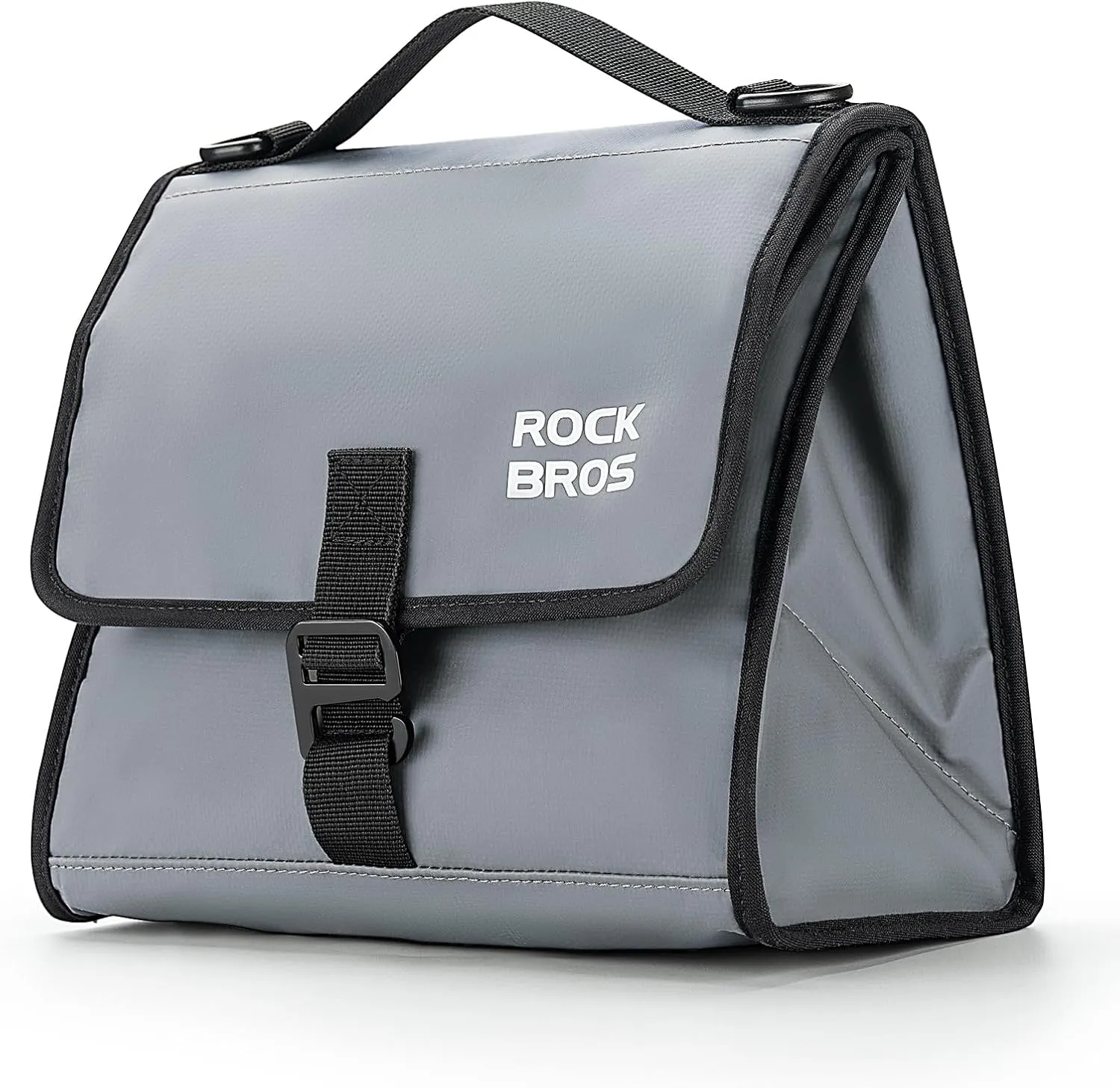 ROCKBROS Bike Bag, 4L-7L Adjustable Capacity Bicycle Bag for Brompton Folding Bike, Insulated Lunch Bag Waterproof Bicycle Front Storage Bag, Crossbody Bag for Men Woman, Grey