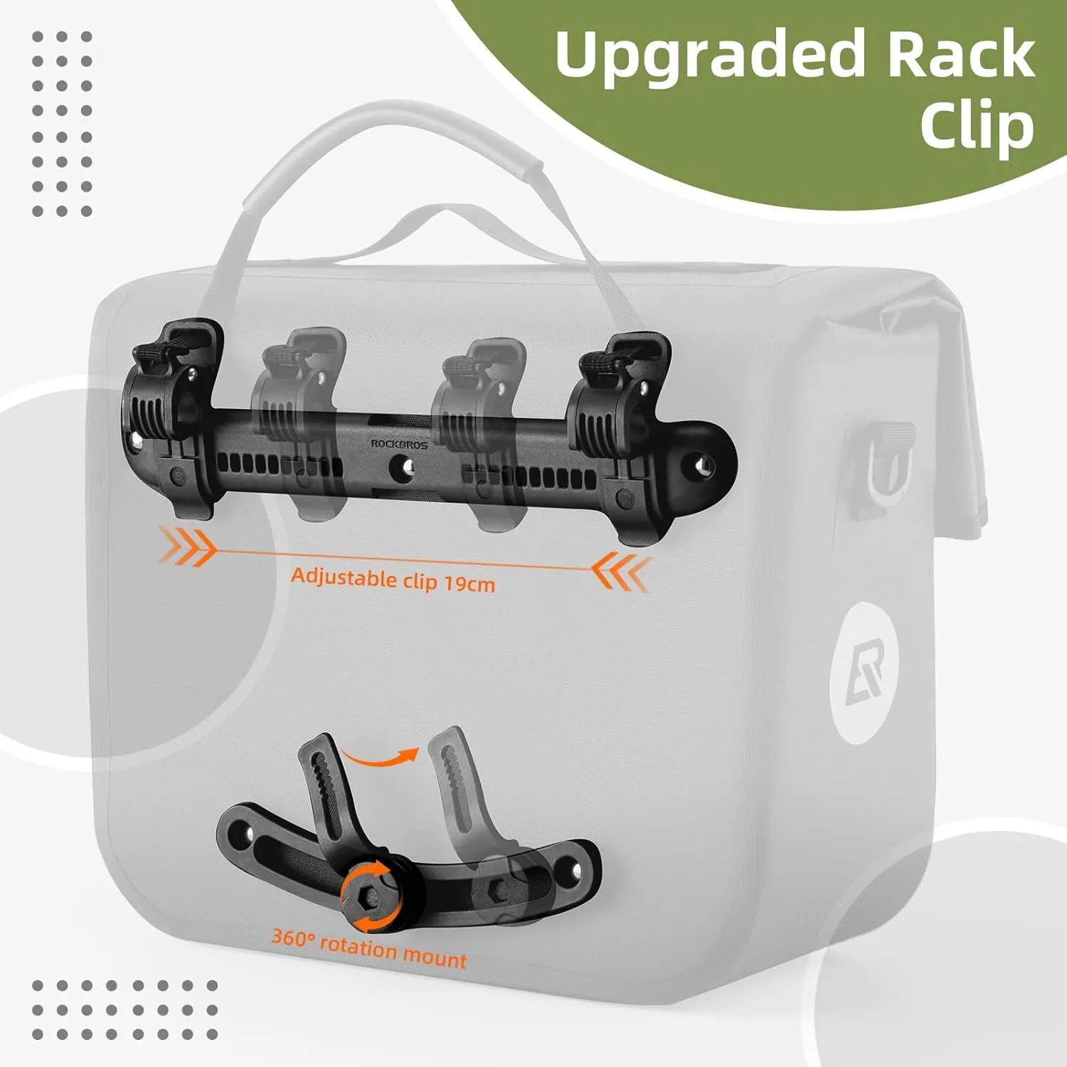 ROCKBROS Bike Panniers 15L Capacity Waterproof Bike Rack Bag Bicycle Panniers for Cycling Commuting Bikepacking Black