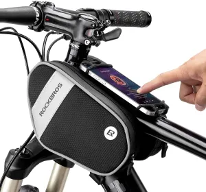 ROCKBROS Bike Phone Mount Bag Top Tube Bicycle Bag Waterproof Cycling Accessories Pouch with 360 Rotation Phone Holder Fit Smartphone Below 6.7''