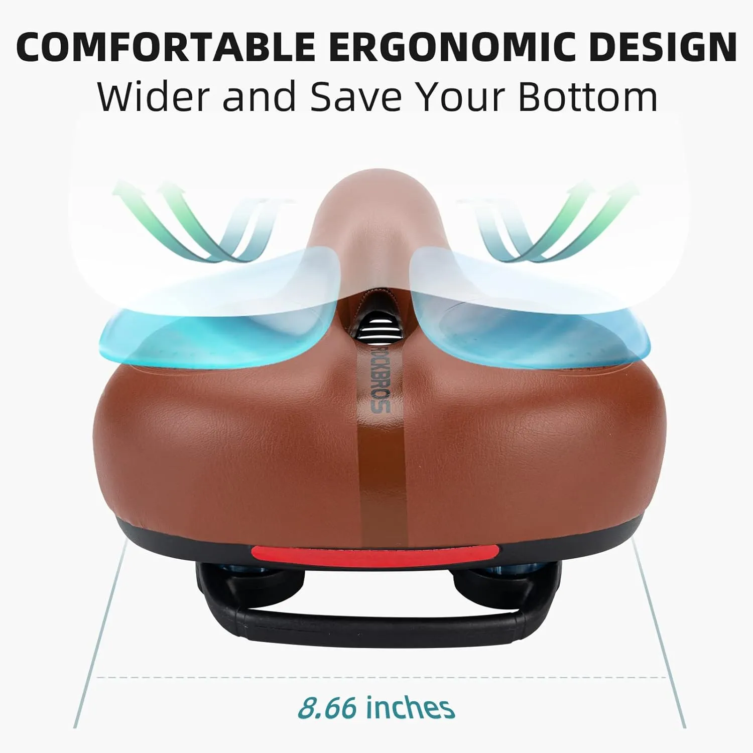 ROCKBROS Bike Seat for Men Women Comfort Wide Gel Bike Seat Replacement,Breathable Waterproof Padded Bicycle Saddle, Compatible with Cruiser/Mountain/Fat Bikes