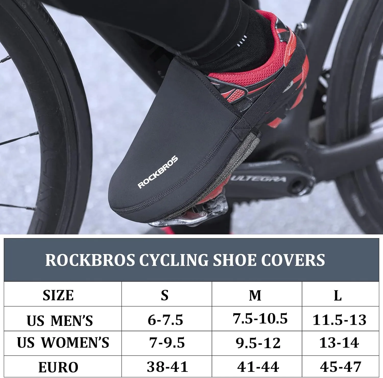 ROCKBROS Cycling Shoe Toe Covers Cold Weather Bike Overshoes Thermal Bicycle Shoe Toe Protector Cover Kevlar for Men Women