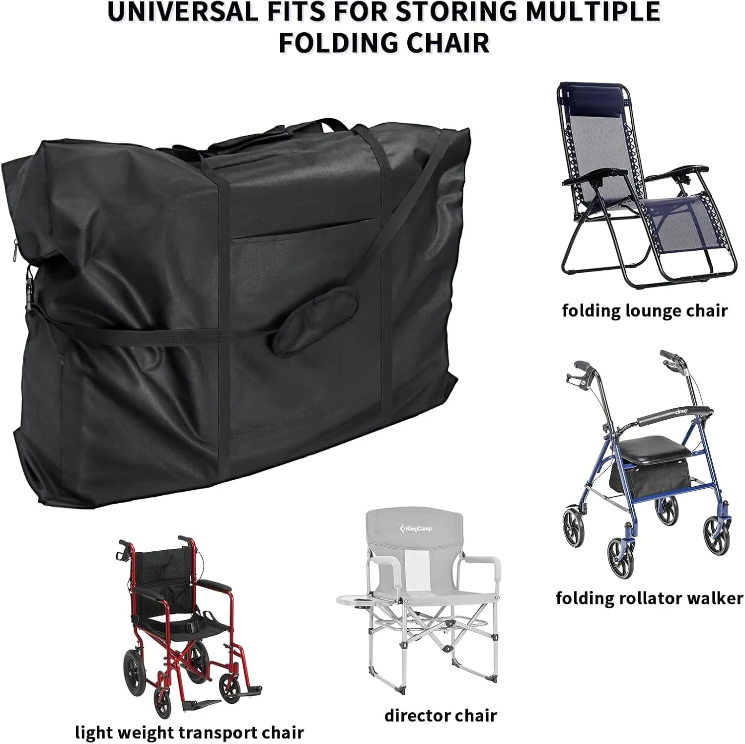Rollator Travel Bag - Waterproof Travel Bag for Drive Medical 10257BL-1 Folding Walker Transport Chair Portable Large Duffel Bag Carry Case for Car and Airplane Traveling(35"L x 10"W x 26"H)