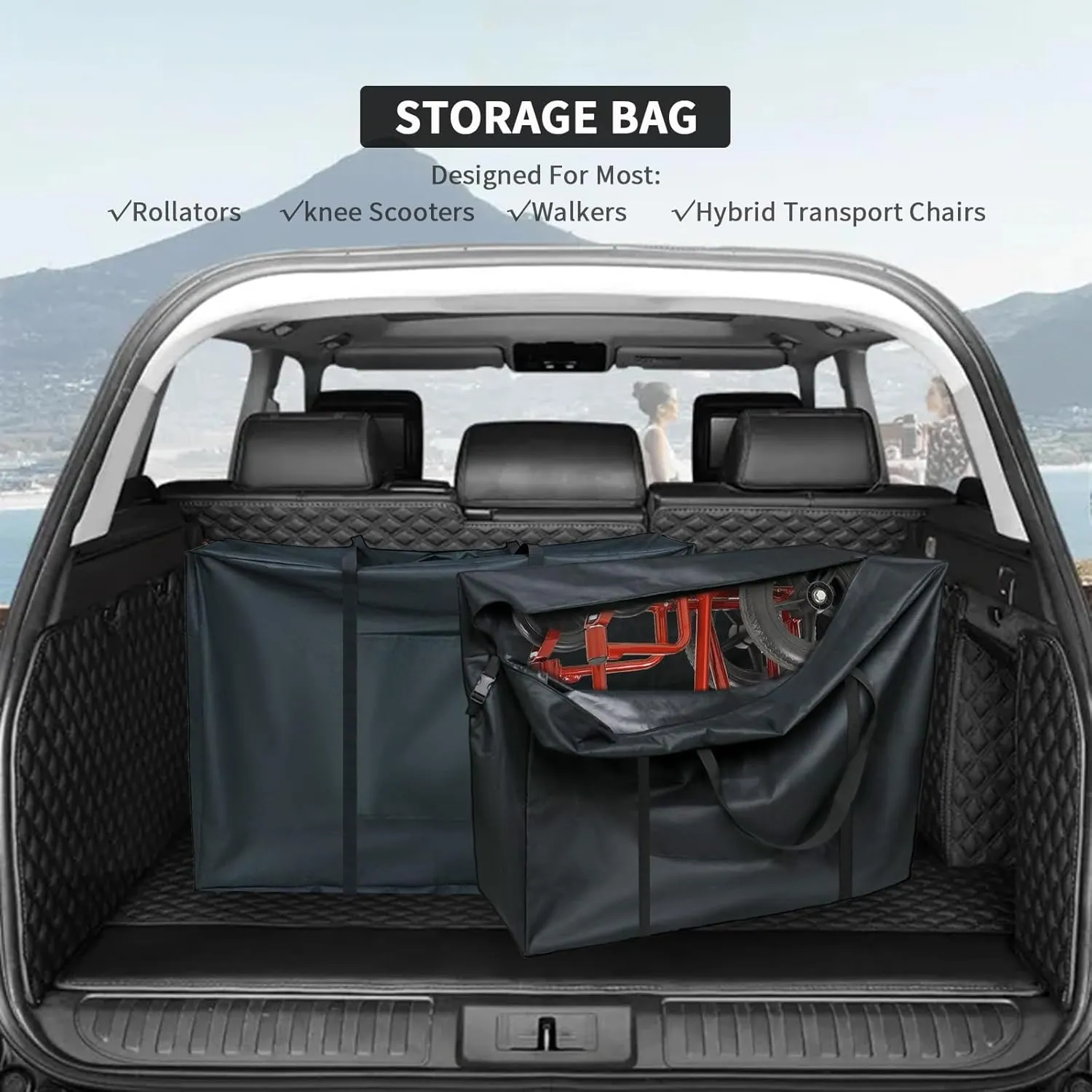 Rollator Travel Bag - Waterproof Travel Bag for Drive Medical 10257BL-1 Folding Walker Transport Chair Portable Large Duffel Bag Carry Case for Car and Airplane Traveling(35"L x 10"W x 26"H)