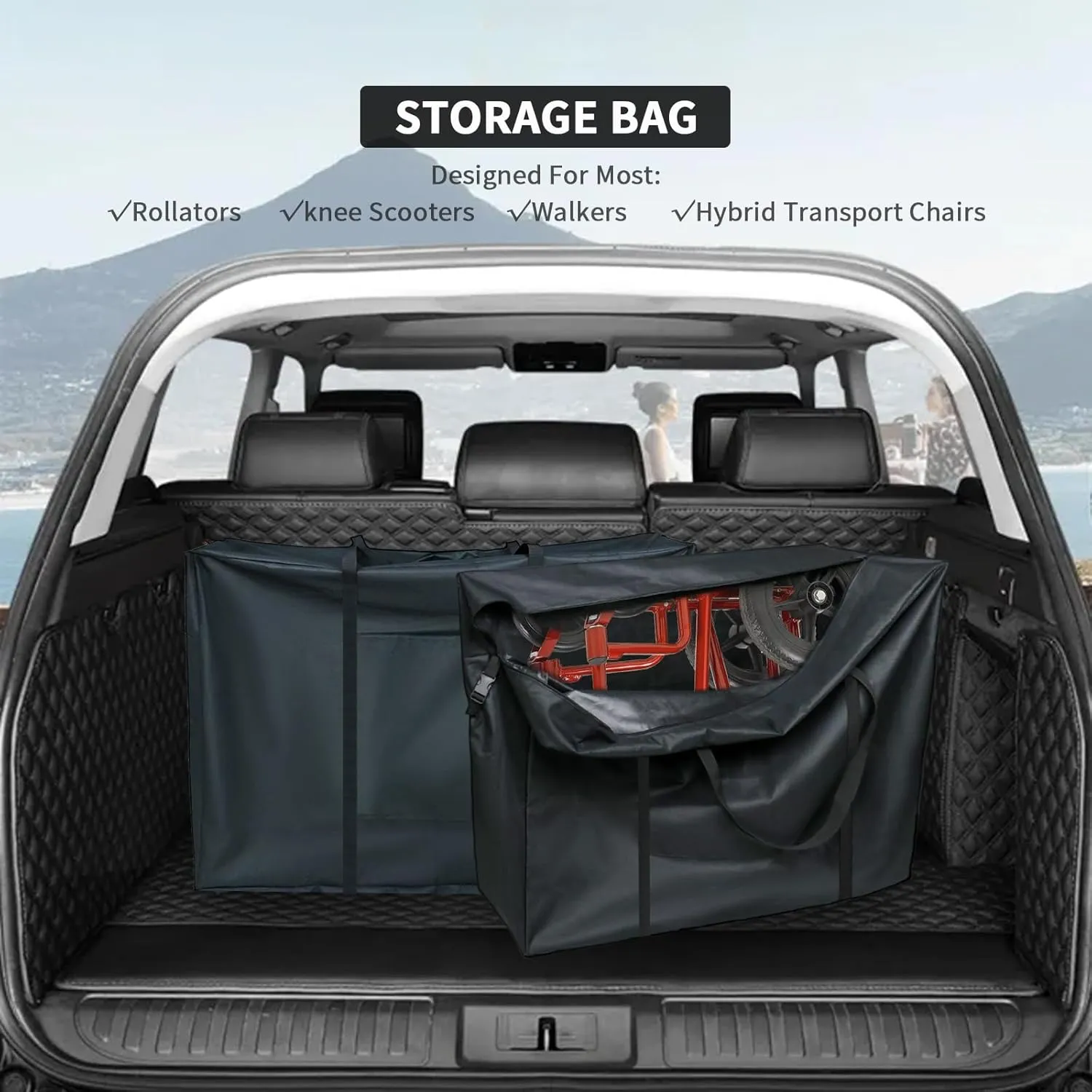Rollator Travel Bag - Waterproof Wheelchair Bag for Folding Walker Compact Wheelchair Transport Chair Portable Large Duffel Bag Carry Case for Car and Airplane Traveling,32" Lx10 Wx37 H