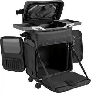 Rolling Makeup Case, Professional Soft Sided Makeup Case Trolley, Makeup Suitcase with Wheels, Trolley for Makeup Artist Nail Technician Hairstylist (Style B)