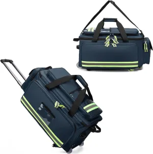 Rolling Medical Bag with Detachable Trolley, Emergency Medical Backpack, Large Capacity First Responder Trauma Bag with Compartments, for Home Health Nurses, Doctors, EMT, EMS