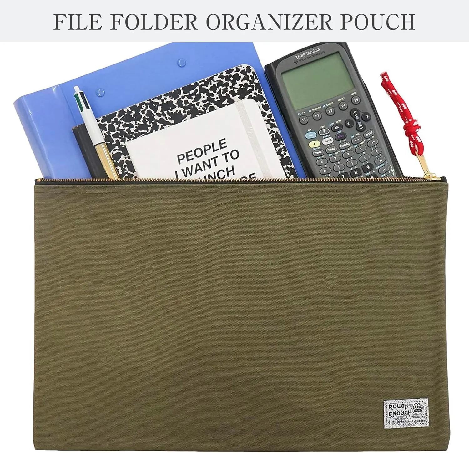 Rough Enough Document Holder Folder Organizer File Bag Storage YKK Zipper for Accountant Lawyer Teacher Office Canvas Storage Legal Size Green