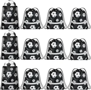 Saintrygo 12 Pcs String Bags Drawstring Back Sack with Reflective Stripe String Bags for Yoga Dance Swimming (Soccer)