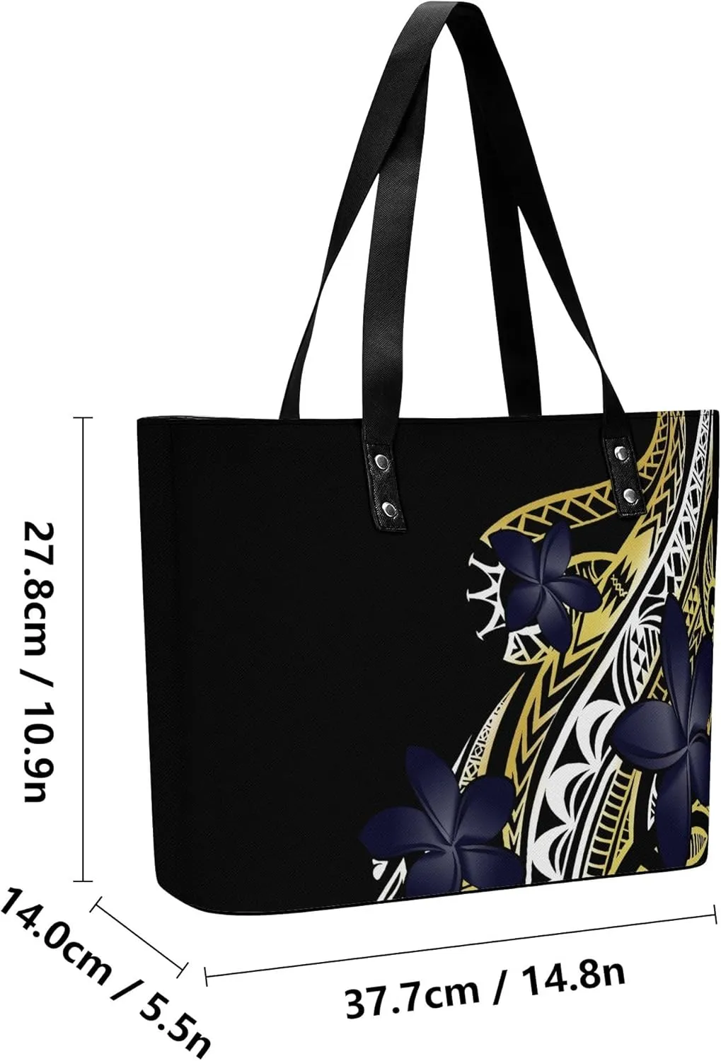 Samoan Tribal Floral Design Women'S Large Capacity Shoulder Bag Custom Polynesian Tote And Purse 2-Piece Set