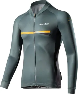 Santic Cycling Jersey Men's Long Sleeve Bike Reflective Full Zip Bicycle Shirts with Pockets