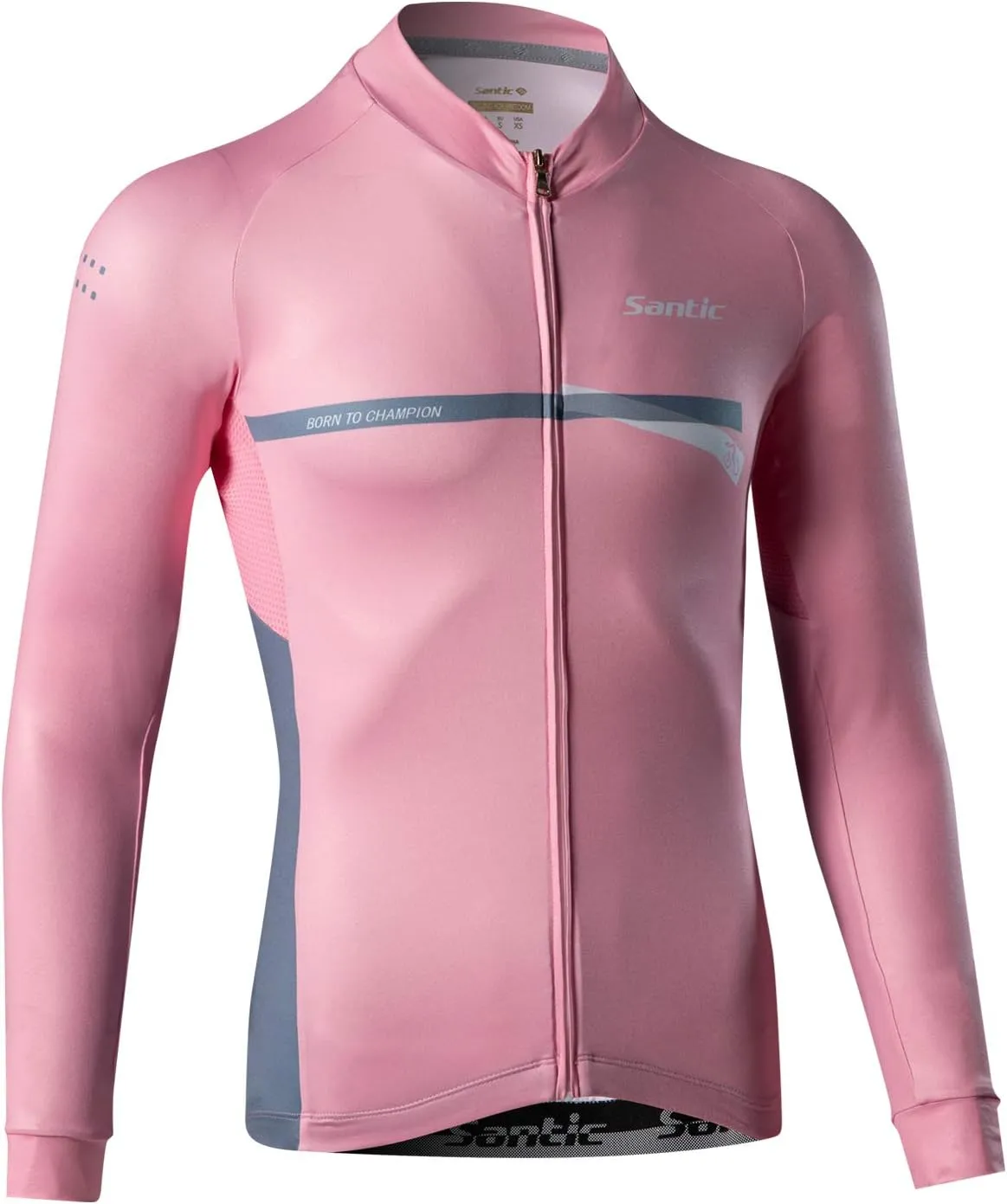Santic Cycling Jersey Men's Long Sleeve Bike Reflective Full Zip Bicycle Shirts with Pockets