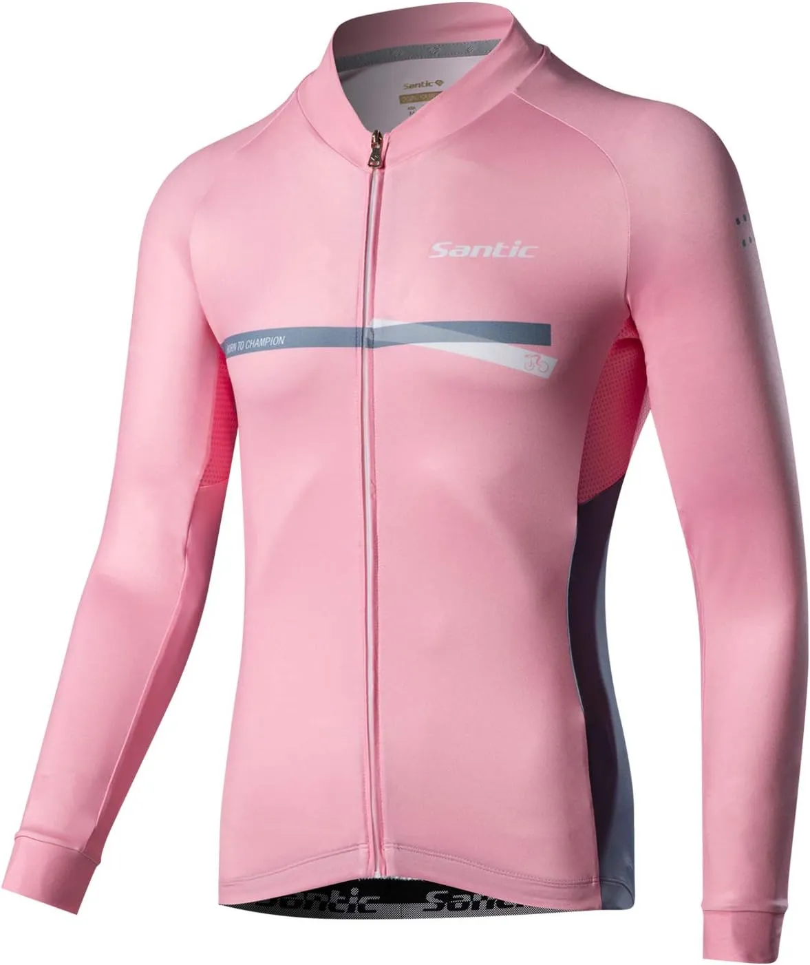 Santic Cycling Jersey Men's Long Sleeve Bike Reflective Full Zip Bicycle Shirts with Pockets