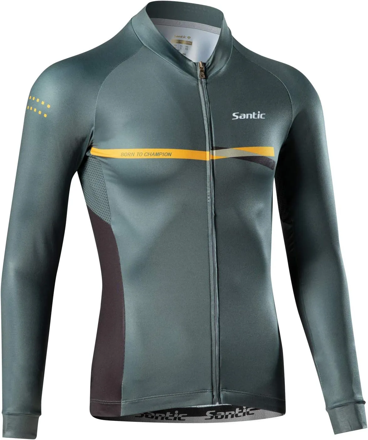 Santic Cycling Jersey Men's Long Sleeve Bike Reflective Full Zip Bicycle Shirts with Pockets