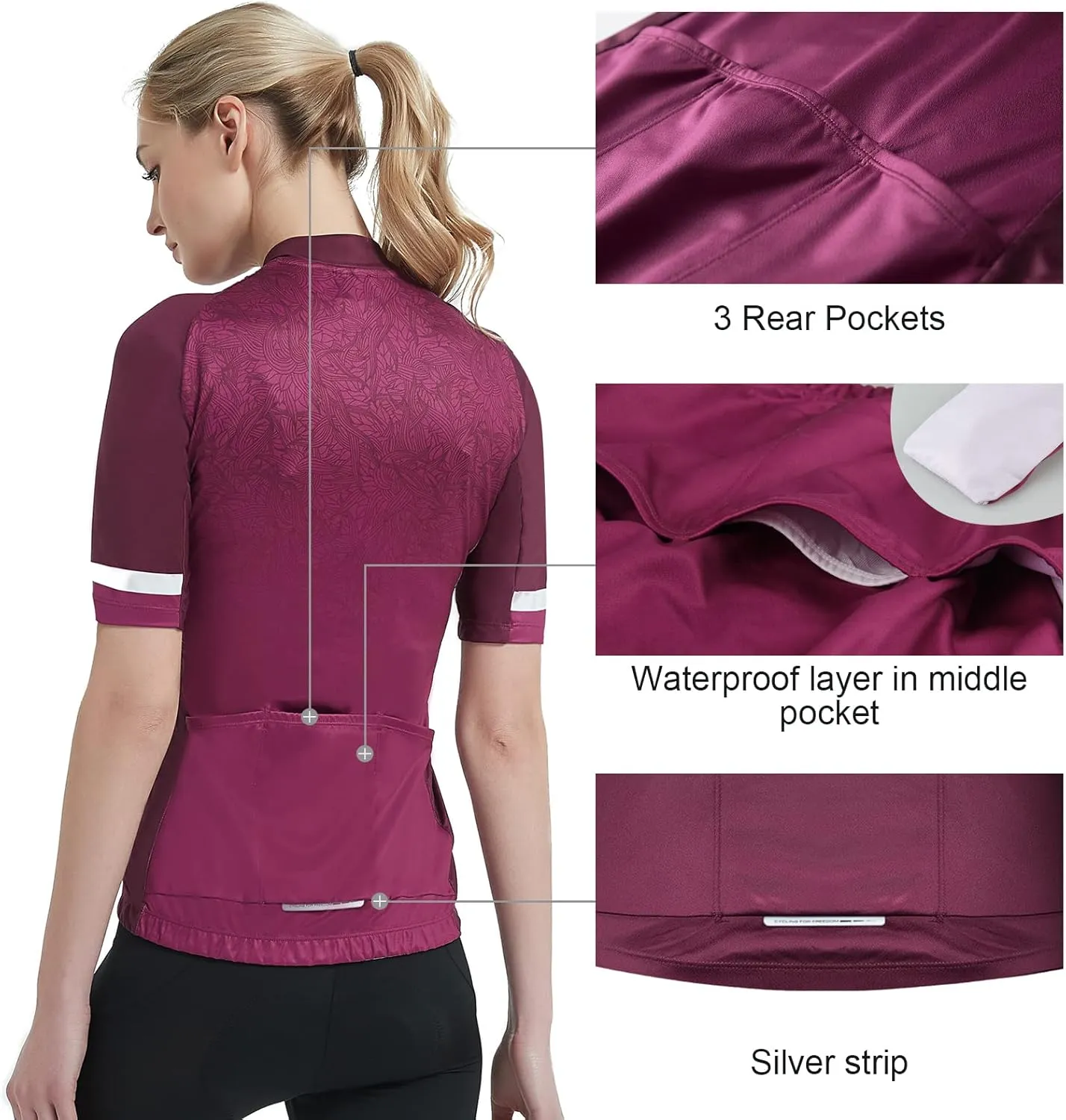 Santic Cycling Jersey Women's Shorts Sleeve Tops Bike Shirts Bicycle Jacket Full Zip with Pockets Andrea
