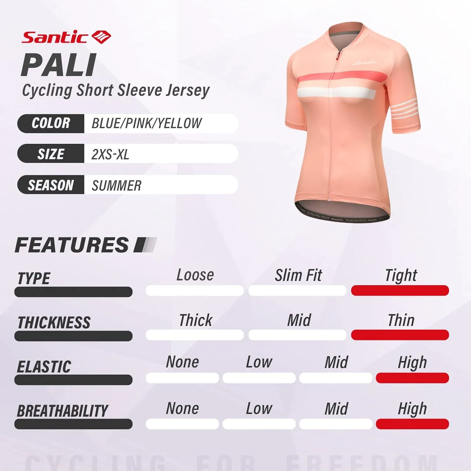 Santic Cycling Jersey Women's Shorts Sleeve Tops Bike Shirts Bicycle Jacket Full Zip with Pockets Andrea
