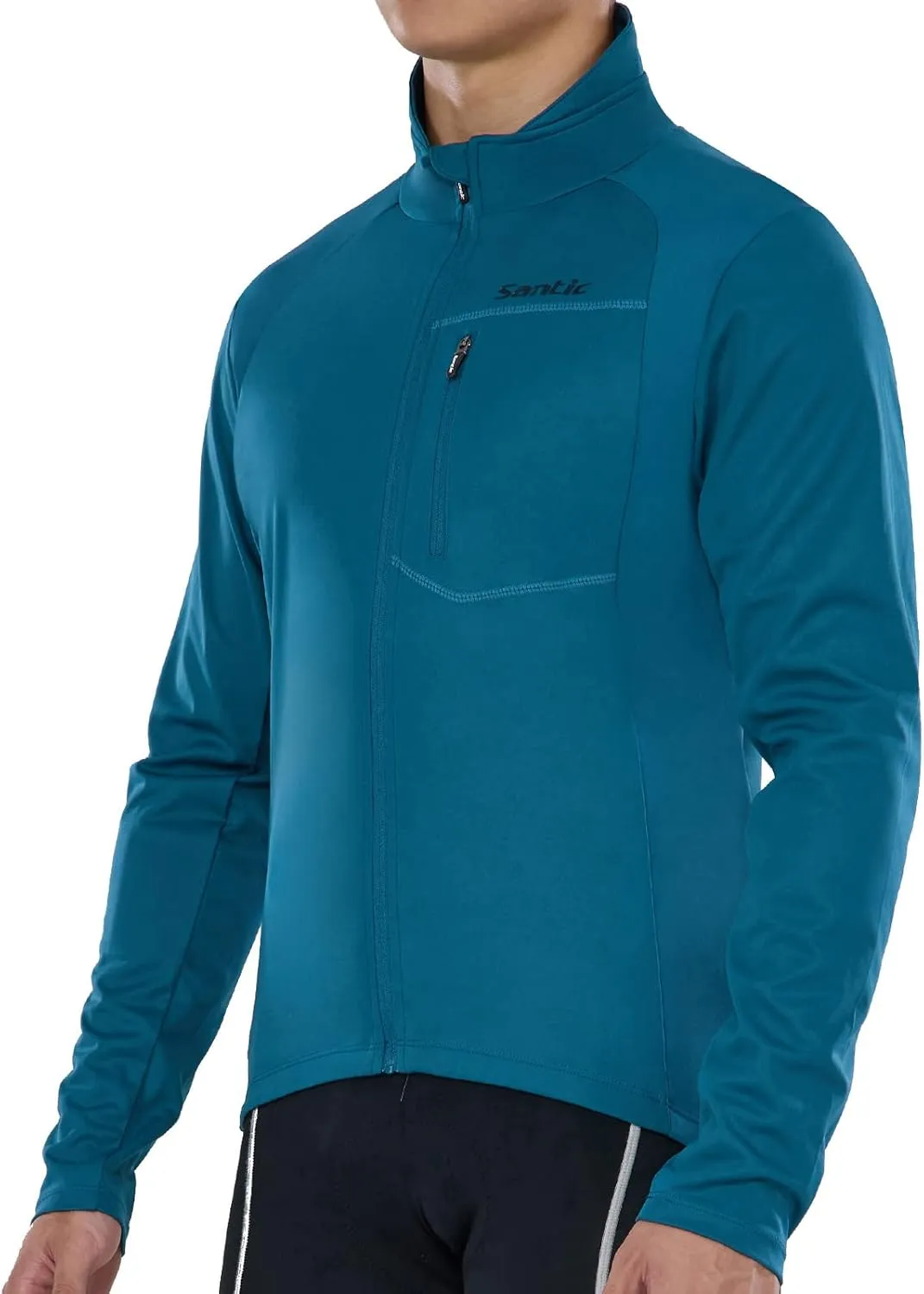 Santic Men's Cycling Bike Winter Jackets Windproof Fleece Thermal Warm UP Running Bike Bicycle Jacket Breathable Windbreaker