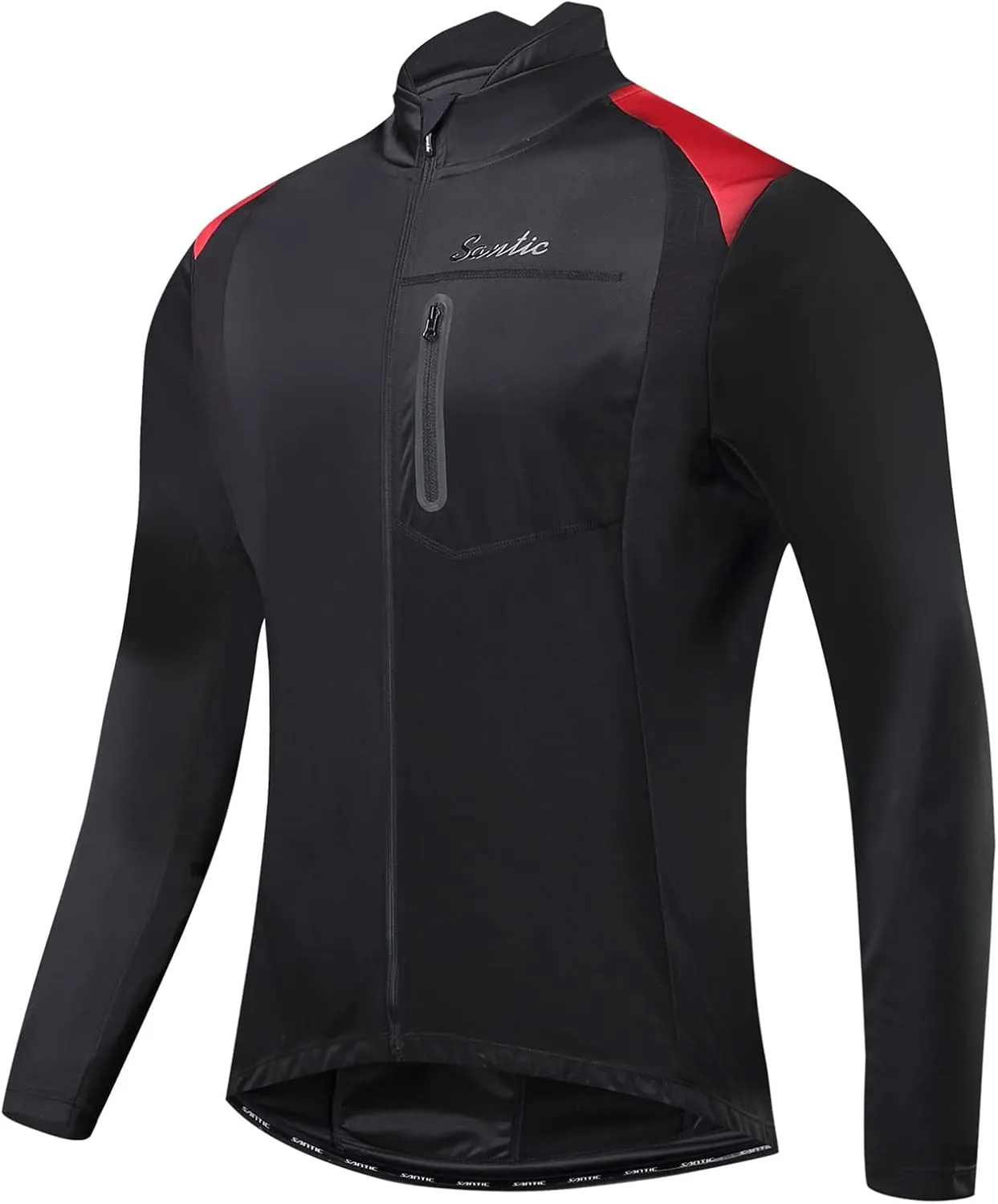 Santic Men's Cycling Bike Winter Jackets Windproof Fleece Thermal Warm UP Running Bike Bicycle Jacket Breathable Windbreaker