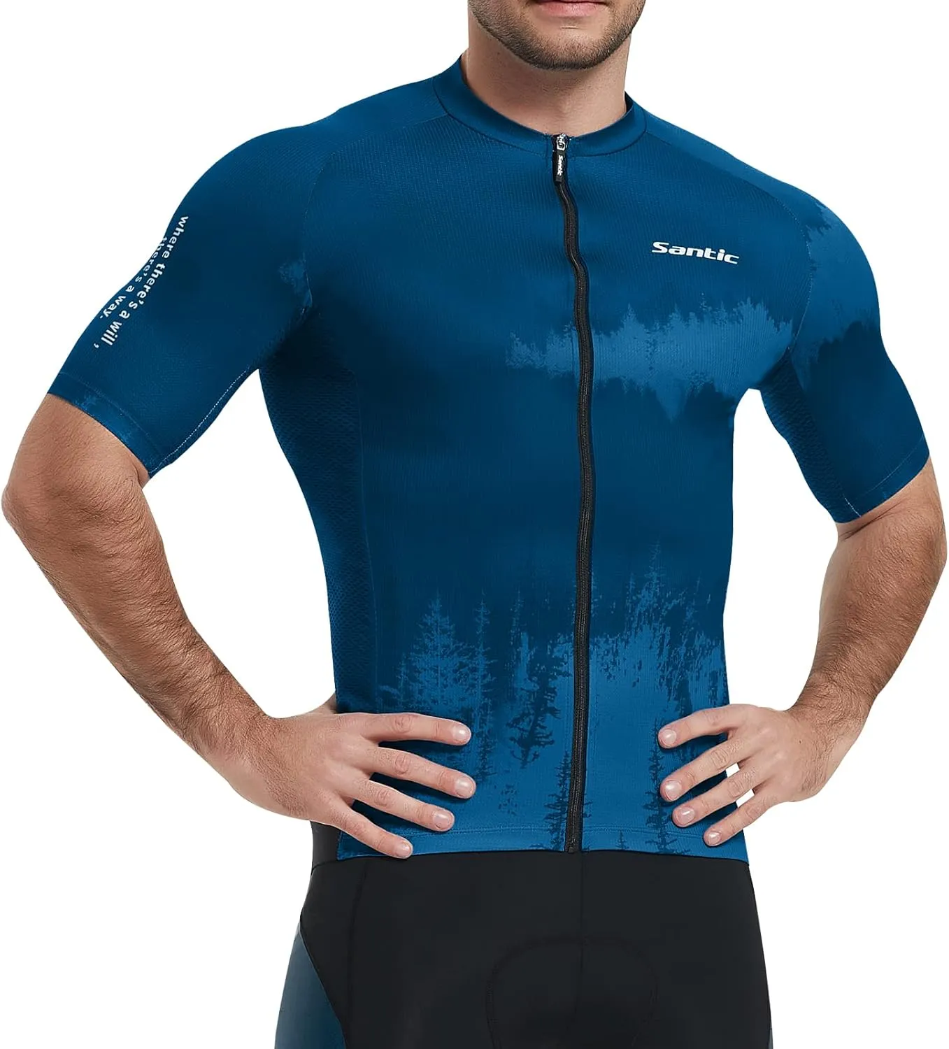 Santic Men’s Cycling Jersey Short Sleeve Bike Shirts for Men Bicycle Jacket with Pockets Breathable & Quick Dry Yorkson