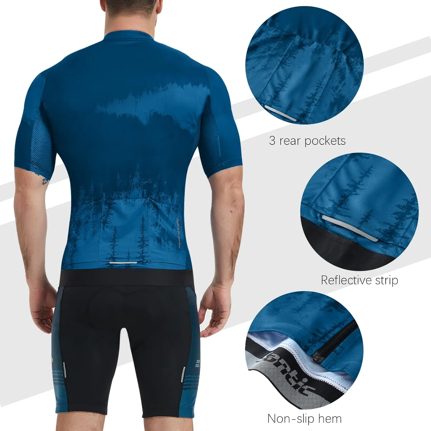 Santic Men’s Cycling Jersey Short Sleeve Bike Shirts for Men Bicycle Jacket with Pockets Breathable & Quick Dry Yorkson