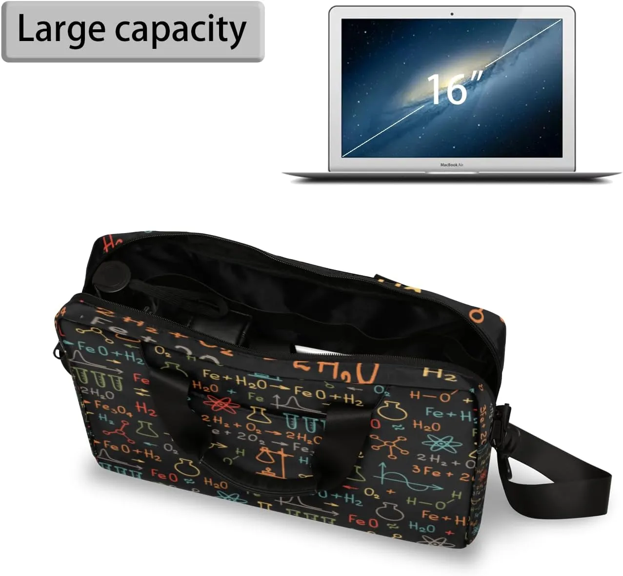 Science 14 15 15.6 inch Laptop Briefcase Shoulder Bag Physics Math Chemistry Formula Waterproof Travel Laptop Sleeve Case Work Computer Cover Carrying Bag