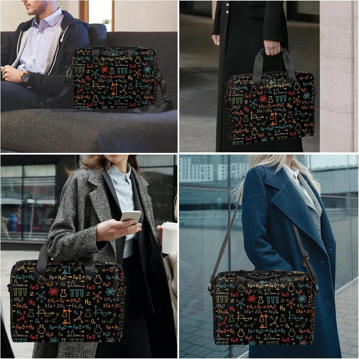 Science 14 15 15.6 inch Laptop Briefcase Shoulder Bag Physics Math Chemistry Formula Waterproof Travel Laptop Sleeve Case Work Computer Cover Carrying Bag