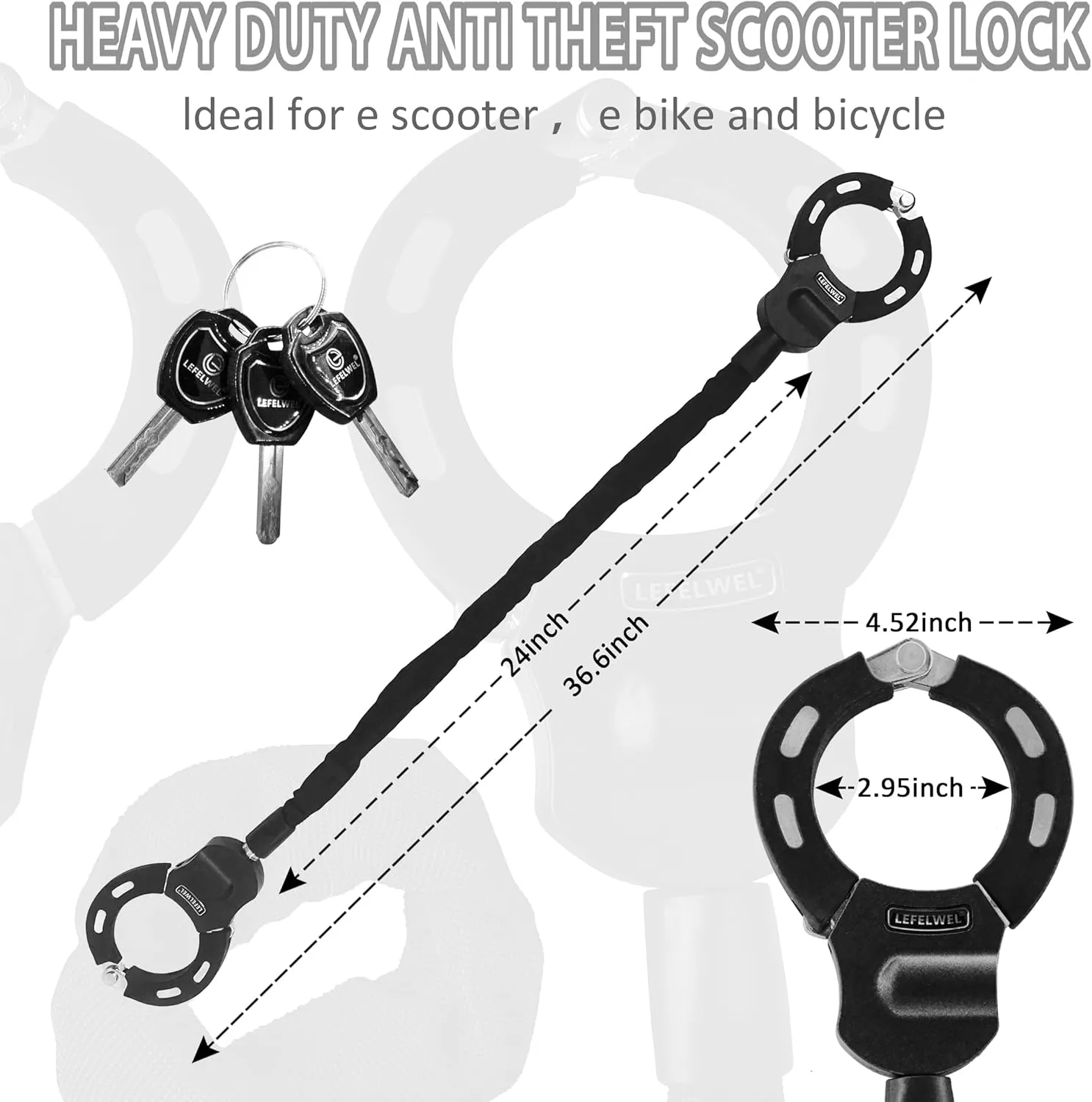 Scooter Locks Anti Theft,Bike Chain Lock,Best Electric Scooter Lock for Segway,Ninebot,Xiaomi, Razor and Bicycle Lock Cable Accessories