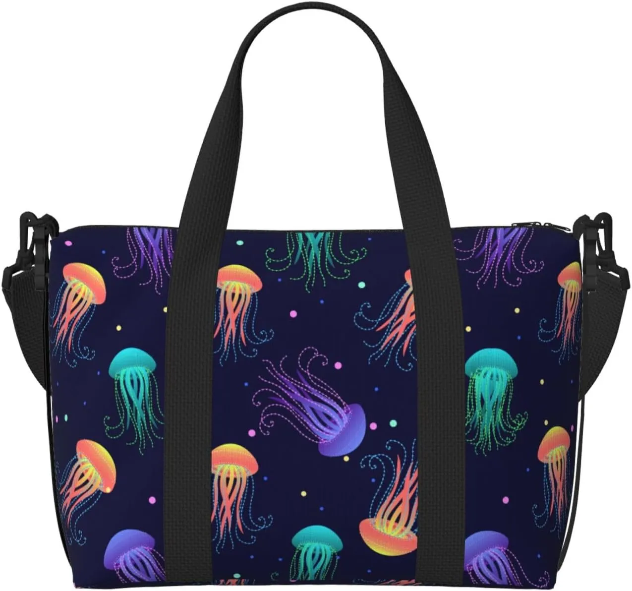Sea Jellyfish Travel Bag for Women Men Weekender Bags Carry on Overnight Bag Tote Bag Yoga Gym Bag for Gym, Work, Travel, Weekend, Personal Items