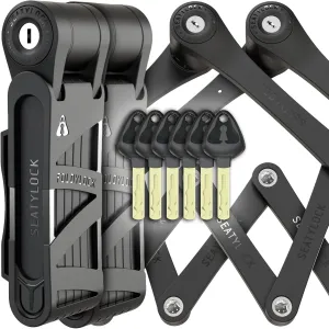 Seatylock FoldyLock Compact Folding Bike Locks - Set of 2 Matching Bike Locks with 6 Identical Keys - Patented Lightweight Heavy Duty Anti Theft with Carrying Cases for Bicycles and E-Bikes
