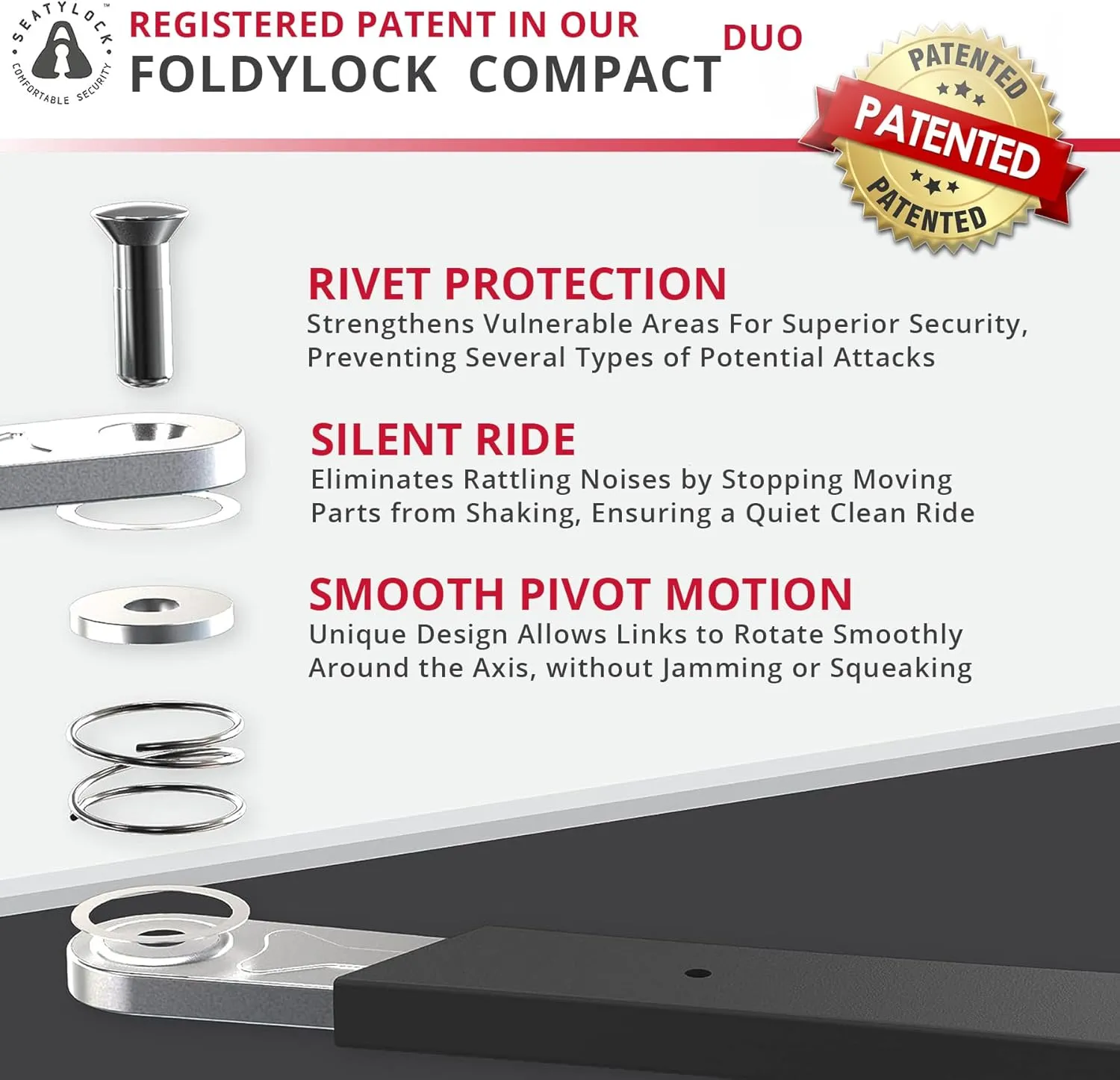 Seatylock FoldyLock Compact Folding Bike Locks - Set of 2 Matching Bike Locks with 6 Identical Keys - Patented Lightweight Heavy Duty Anti Theft with Carrying Cases for Bicycles and E-Bikes