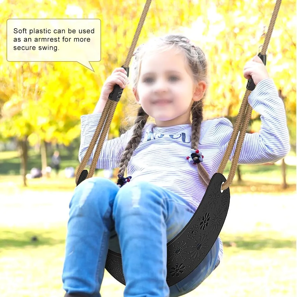 SELEWARE Swing Set Accessories Kids Swing Seat with Adjustable Rope Backyard Swingset Replacement for Both Indoor and Outdoor use Stylish Design Support 500 lbs, 2 Pack, Black