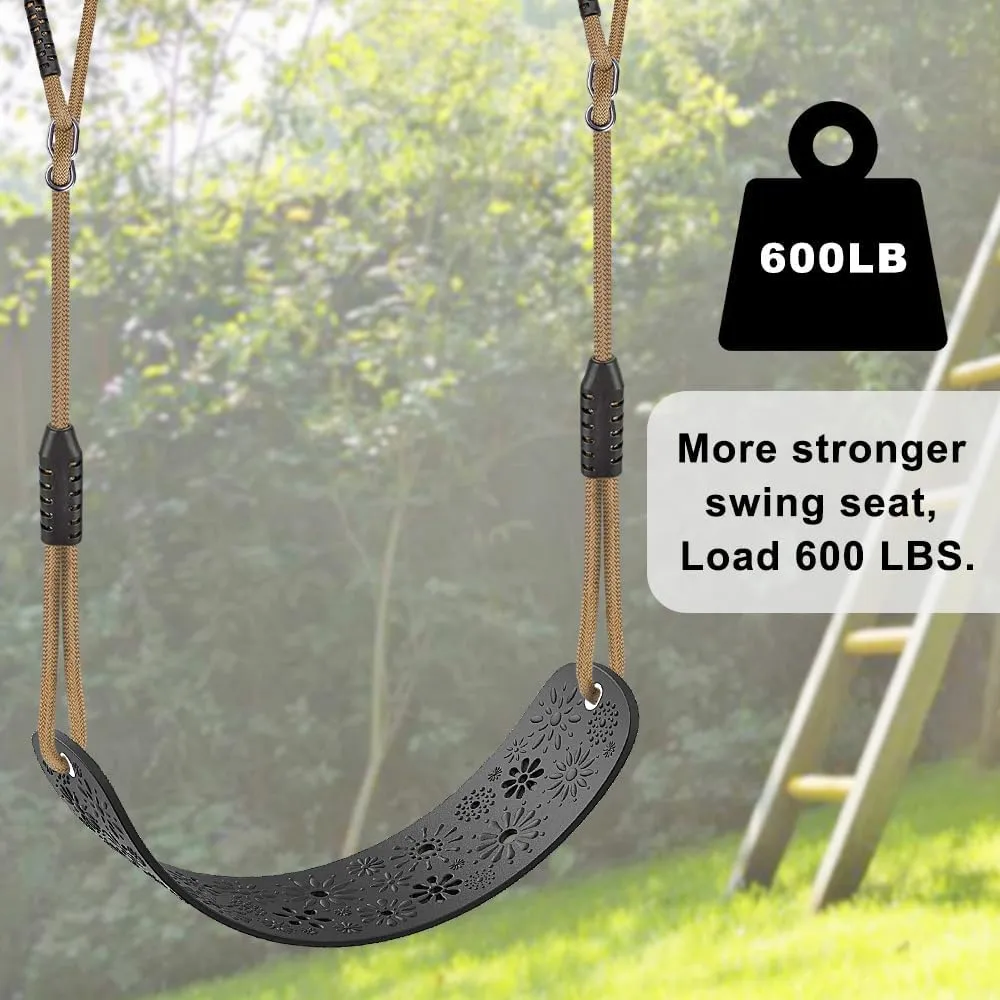SELEWARE Swing Set Accessories Kids Swing Seat with Adjustable Rope Backyard Swingset Replacement for Both Indoor and Outdoor use Stylish Design Support 500 lbs, 2 Pack, Black