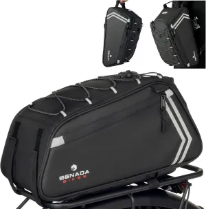 SENADA Bike Bag Rear Rack Bag, 13L PVC Water Resistant Bicycle Bag Bike Accessories for Men, Trunk Cycling Backseat Storage Pouch with Shoulder Strap, Luggage Commuter Bag for Grocery Shopping