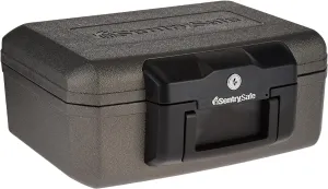 SentrySafe Fireproof Safe with Key Lock, Chest Lock Box for Home or Travel Secures Money, Documents, 0.18 Cubic Feet, 6.1 x 14.3 x 11.2 Inches, 1210