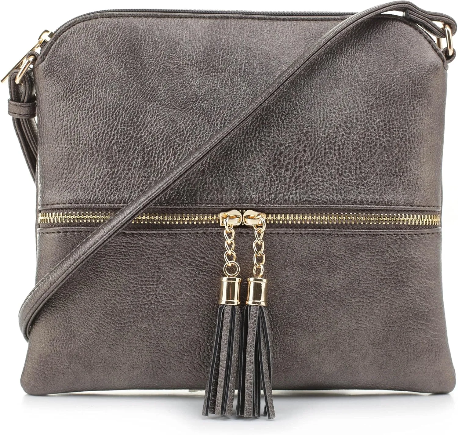 SG SUGU Lightweight Medium Crossbody Bag Shoulder Bag with Tassel and Zipper Pocket
