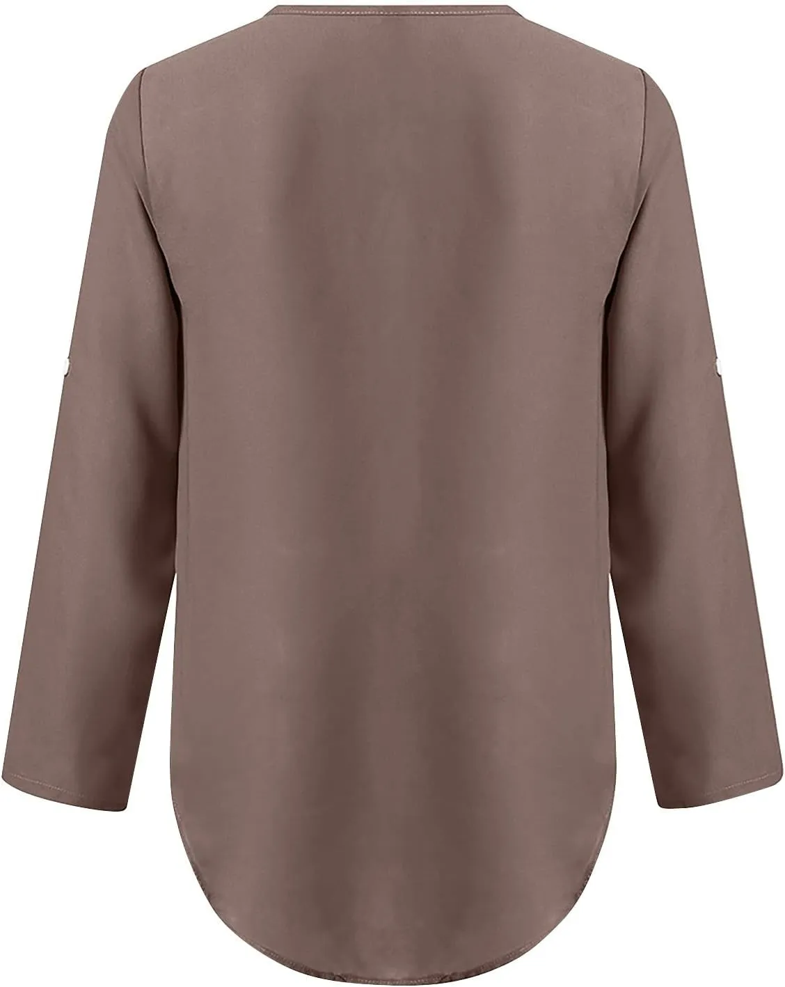 SHAOBGE Women Zipper V Neck Blouse Summer Rolled Up Short Sleeve Shirt Loose Chiffon Tops Casual Solid Half Zip Up Tunics