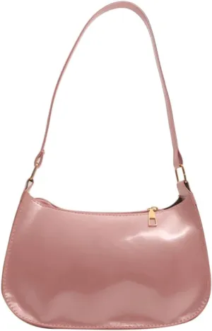 Shiny Clutch Purse for Women Genuine Leather Evening Handbag Mini Hobo Armpit Shoulder Bag for Formal Events or Parties